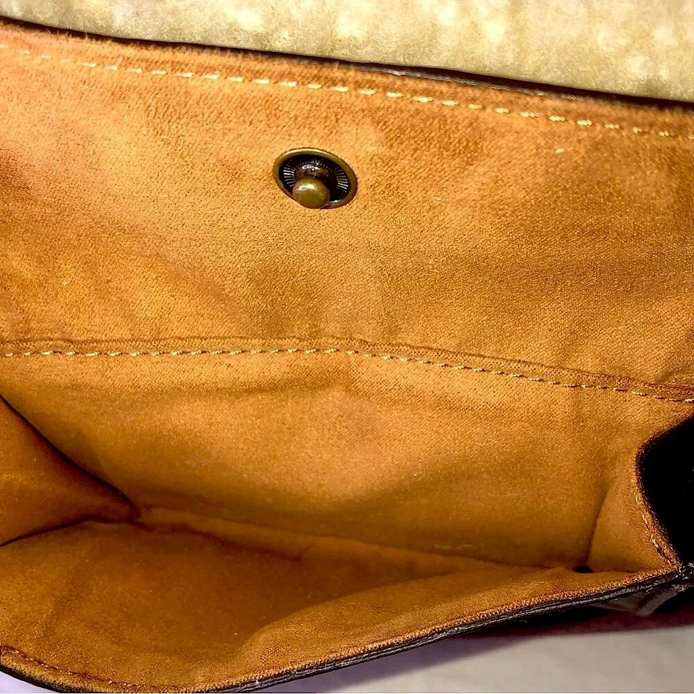 UGG Large Plum & Ivory Leather Shearling Sheepskin Tote Bag MINT CONDITION